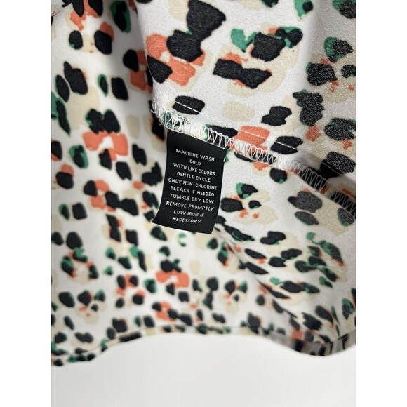 Investments Women's Peasant Blouse Size XL Leopard Print 3/4 Sleeve Ruffle Top - Picture 5 of 6